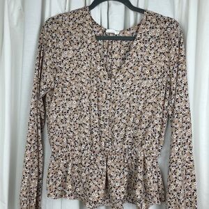 Sienna Sky Delicate Floral Long Sleeve Blouse Size Large